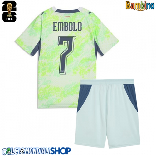 Maglie da calcio Svizzera Breel Embolo #7 Seconda Maglia Bambino Mondiali 2026  Manica Corta + Pantaloni corti)